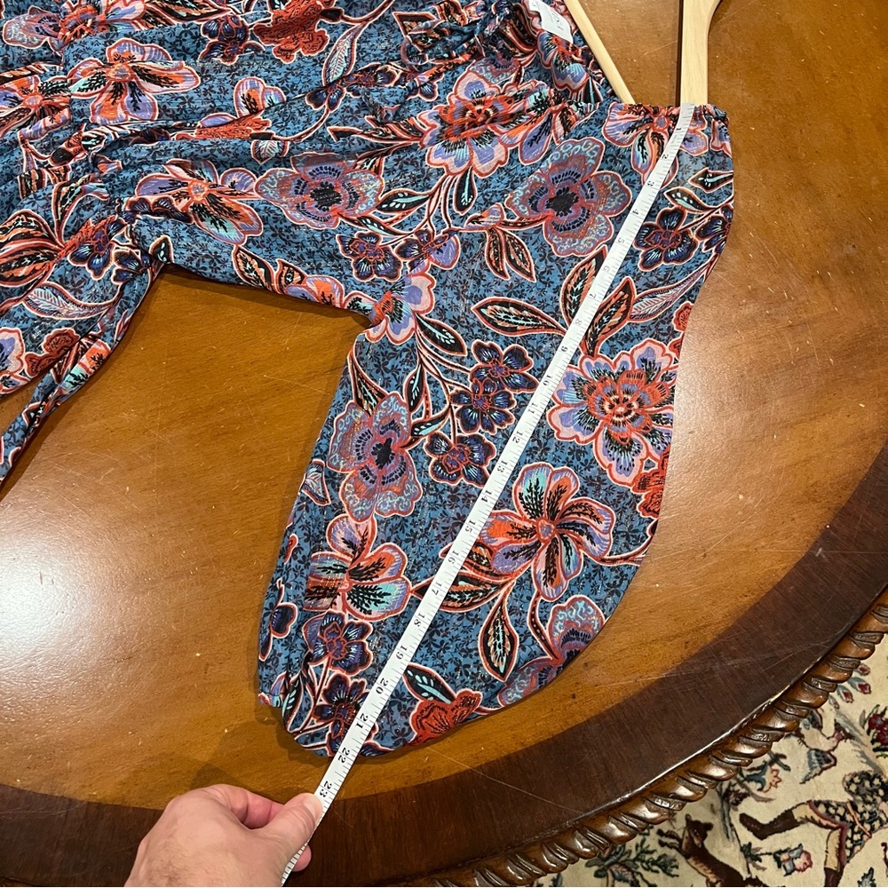 MISA Los Angeles Tara Floral Chiffon Faux Wrap Mini Dress Cerulean Small Revolve - Picture 15 of 16